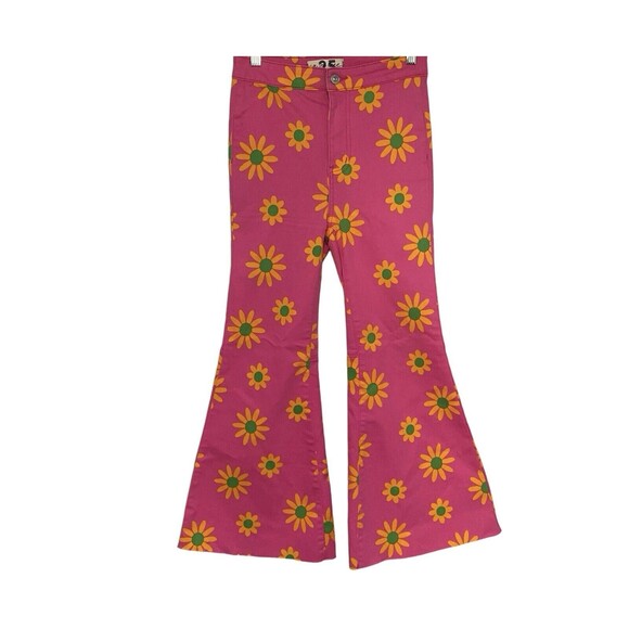 Free People  Boho Youthquake Printed Crop Pants Wide Leg Lipstick Combo Size 25 - Picture 1 of 14